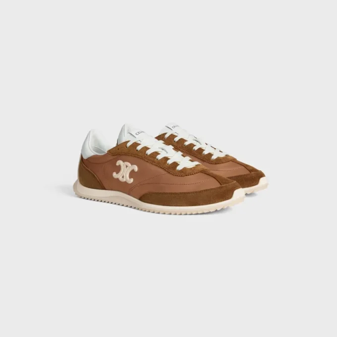 Baskets Racer en nylon, cuir de veau suédé et cuir de veau