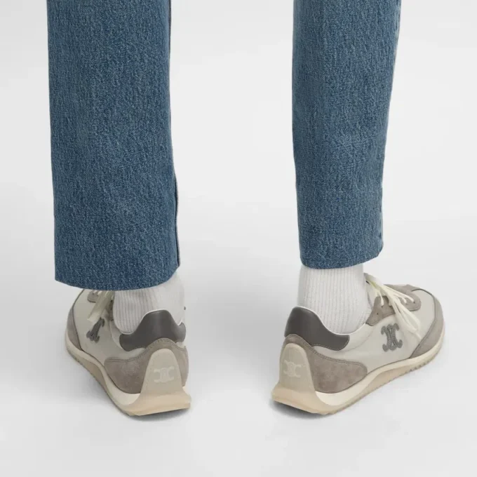 Baskets Racer en nylon, cuir de veau suédé et cuir de veau