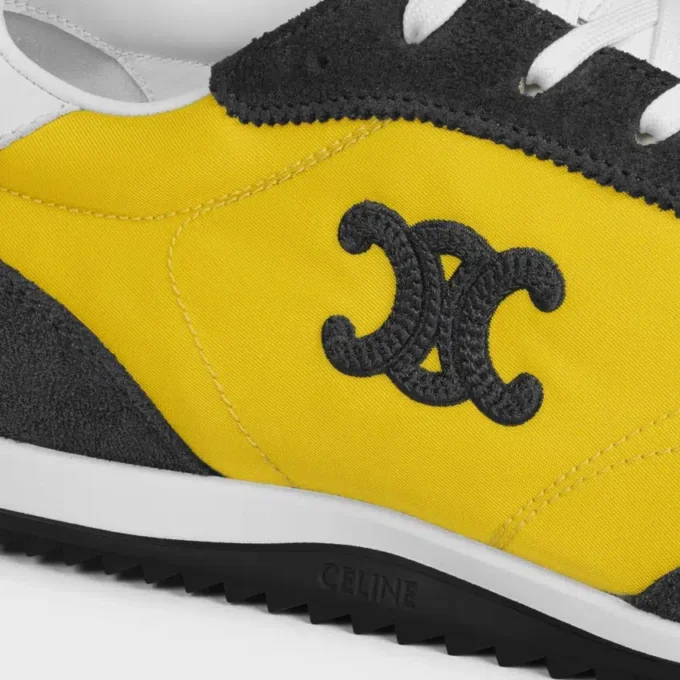 Baskets Racer en nylon, cuir de veau suédé et cuir de veau