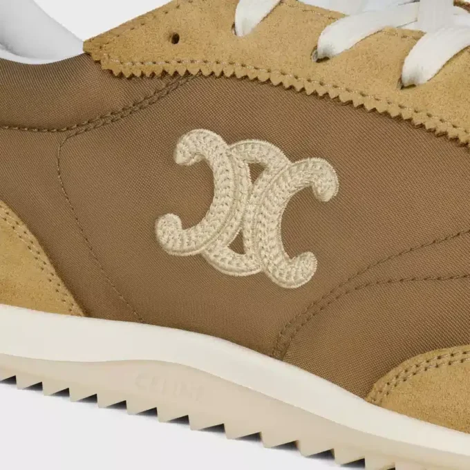 Baskets Racer en nylon, cuir de veau suédé et cuir de veau