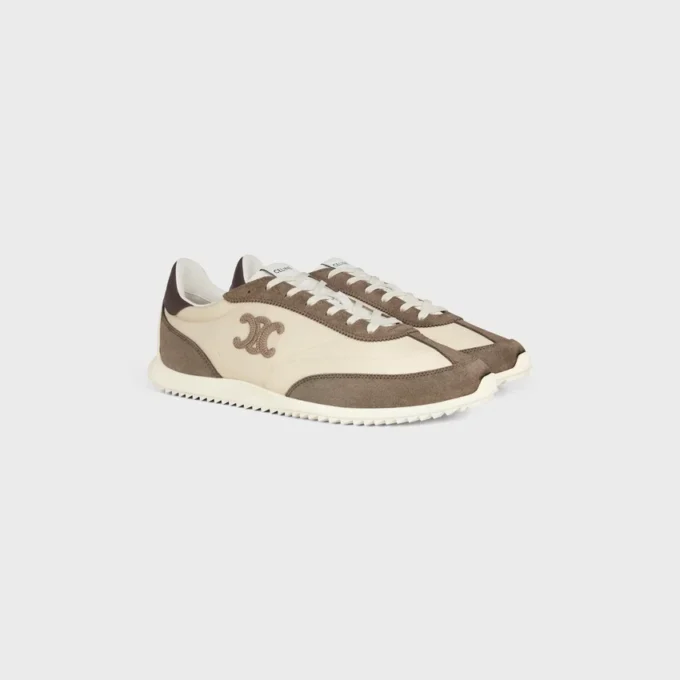 Baskets Racer en nylon, cuir de veau suédé et cuir de veau
