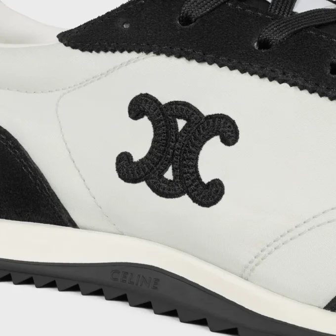 Baskets Racer en nylon, cuir de veau suédé et cuir de veau