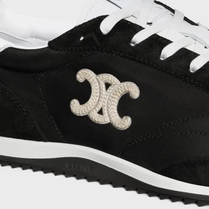Baskets Racer en nylon, cuir de veau suédé et cuir de veau