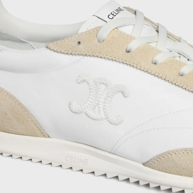 Baskets Racer en nylon, cuir de veau suédé et cuir de veau