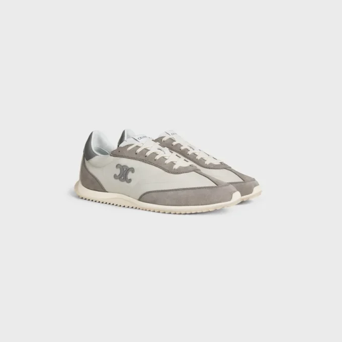 Baskets Racer en nylon, cuir de veau suédé et cuir de veau