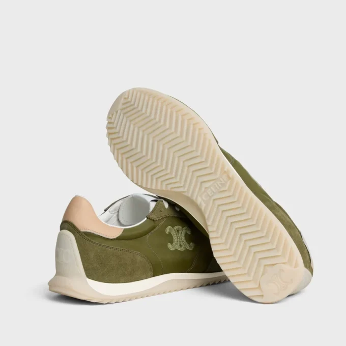 Baskets Racer en nylon, cuir de veau suédé et cuir de veau