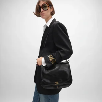 Besace Triomphe souple en cuir d&rsquo;agneau souple et brillant