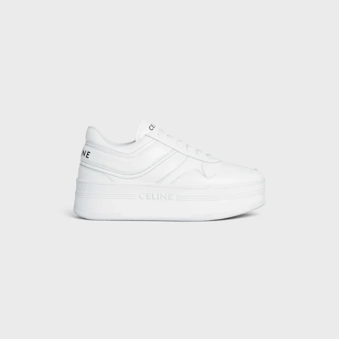 Block Sneakers with Wedge Outsole in Calfskin