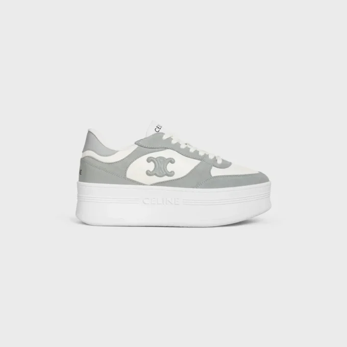 Block Wedge Sneaker en cuir de veau et daim