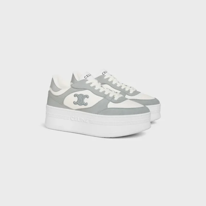 Block Wedge Sneaker en cuir de veau et daim