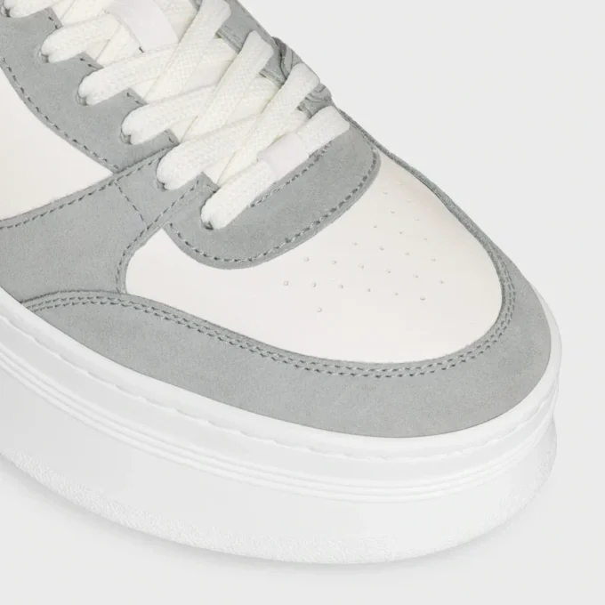 Block Wedge Sneaker en cuir de veau et daim