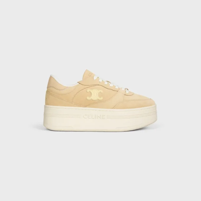 Block Wedge Sneaker en daim et cuir de veau