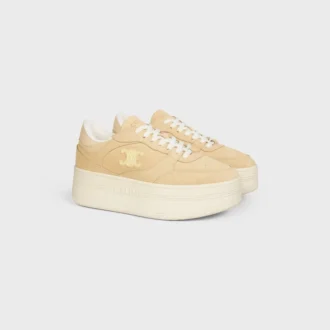 Block Wedge Sneaker en daim et cuir de veau