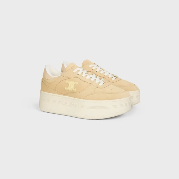 Block Wedge Sneaker en daim et cuir de veau