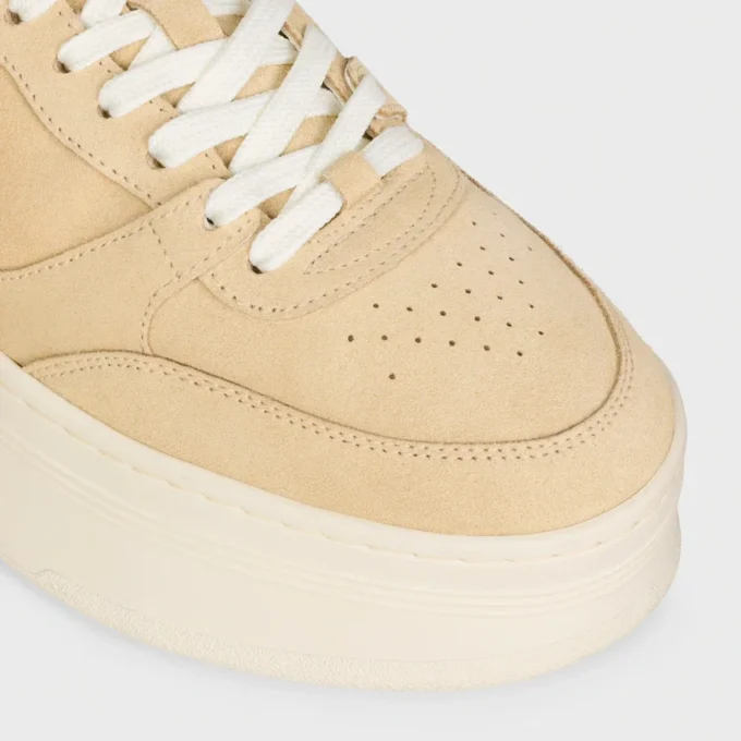 Block Wedge Sneaker en daim et cuir de veau