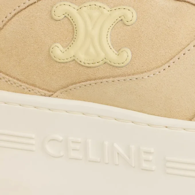 Block Wedge Sneaker en daim et cuir de veau