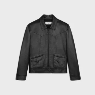 Blouson ample en cuir d&rsquo;agneau souple