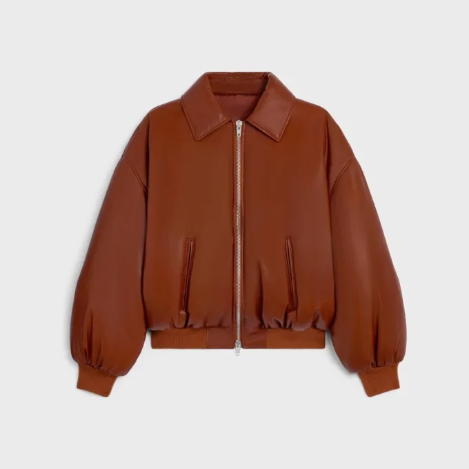 Blouson aviateur en cuir d’agneau souple Blouson aviateur en cuir d’agneau souple