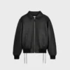 Blouson aviateur en cuir d’agneau souple Blouson aviateur en cuir d’agneau souple