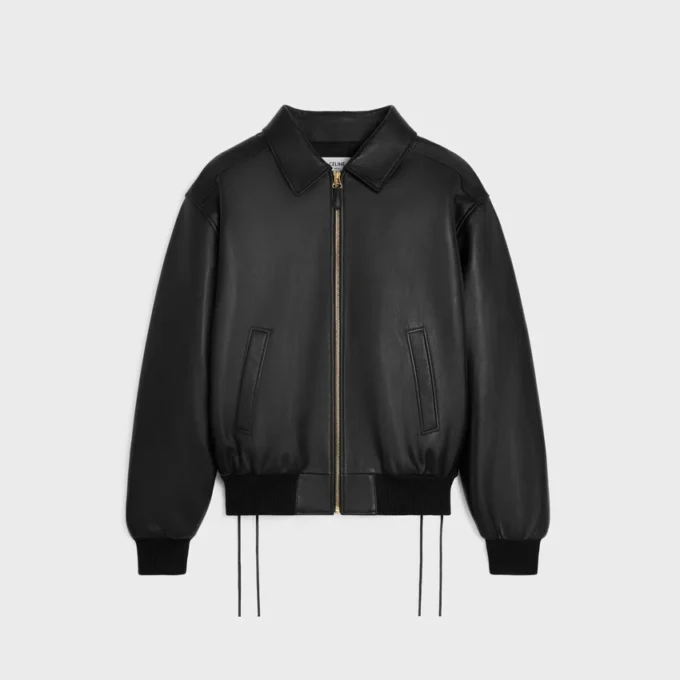 Blouson aviateur en cuir d’agneau souple Blouson aviateur en cuir d’agneau souple