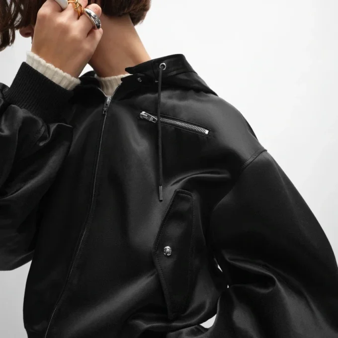 Blouson aviateur en satin de coton