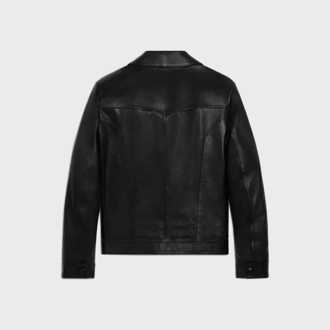 Blouson droit en cuir d’agneau ciré Blouson droit en cuir d’agneau ciré