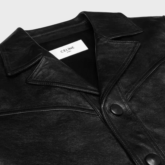 Blouson droit en cuir d’agneau ciré Blouson droit en cuir d’agneau ciré