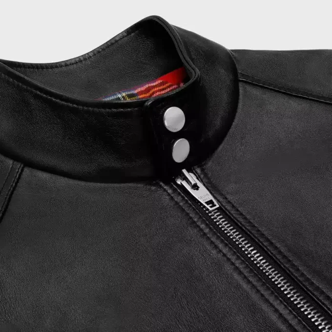 Blouson zippé en cuir d’agneau souple Blouson zippé en cuir d’agneau souple