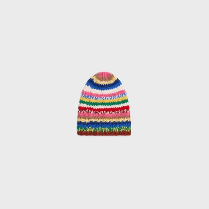 Bonnet en alpaga mouliné et laine Bonnet en alpaga mouliné et laine