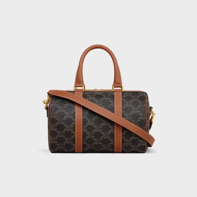 Boston moyen en Triomphe Canvas et cuir de veau Boston moyen en Triomphe Canvas et cuir de veau