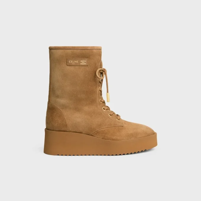 Bottes à lacets Austin en cuir de veau suédé et peau de mouton