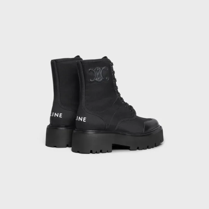 Bottes à lacets CELINE en nylon et cuir de taureau brillant Bottes à lacets CELINE en nylon et cuir de taureau brillant
