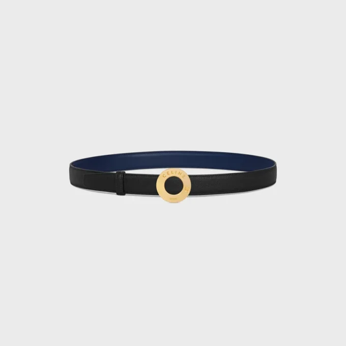 Boucle CELINE Disc 25 mm en métal et lanière réversible 25 mm en cuir de veau lisse et grainé