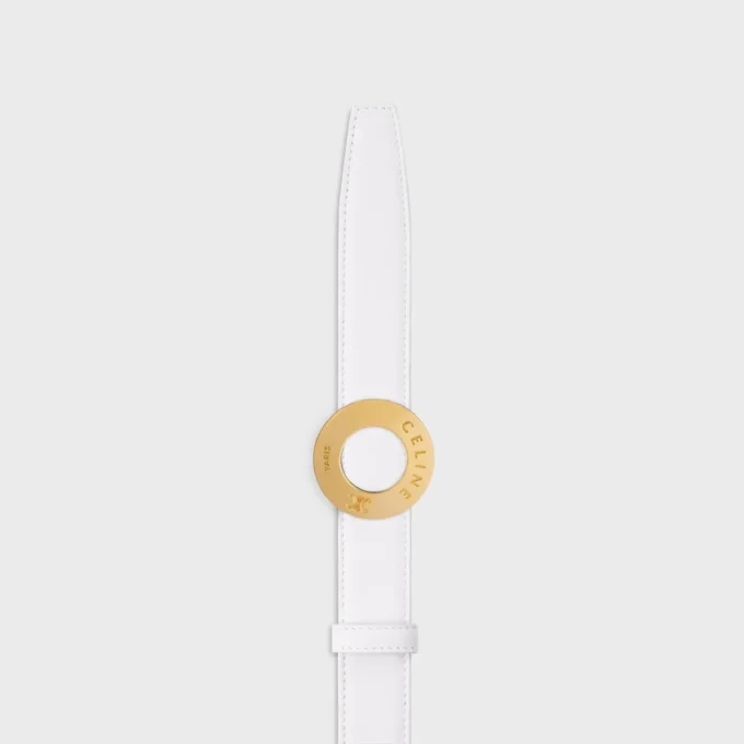 Boucle CELINE Disc 25 mm en métal et lanière réversible 25 mm en cuir de veau lisse et grainé
