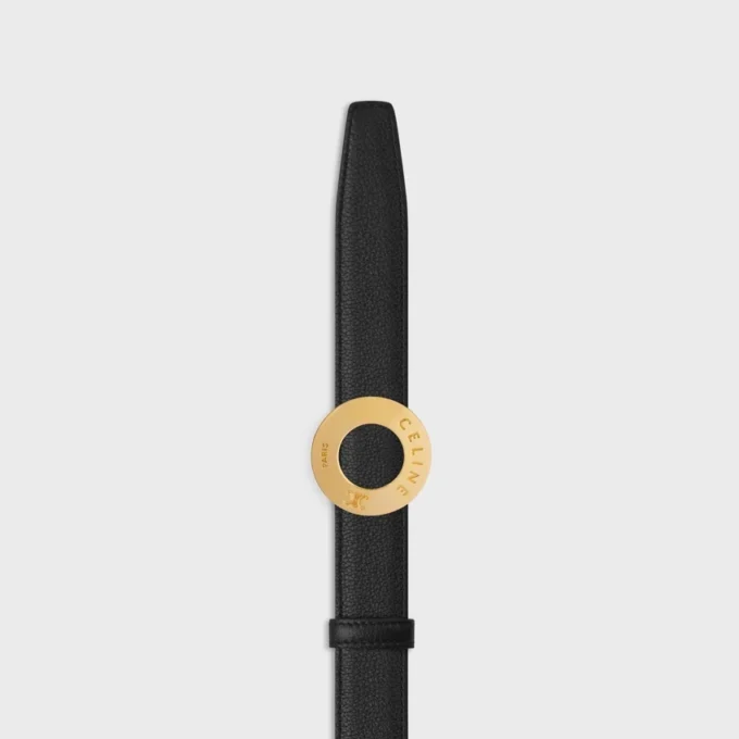 Boucle CELINE Disc 25 mm en métal et lanière réversible 25 mm en cuir de veau lisse et grainé