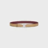 Boucle Triomphe en métal et lanière réversible de 25 mm en cuir de veau lisse et grainé
