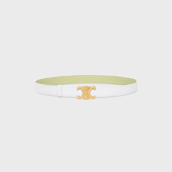 Boucle Triomphe en métal et lanière réversible de 25 mm en cuir de veau lisse et grainé