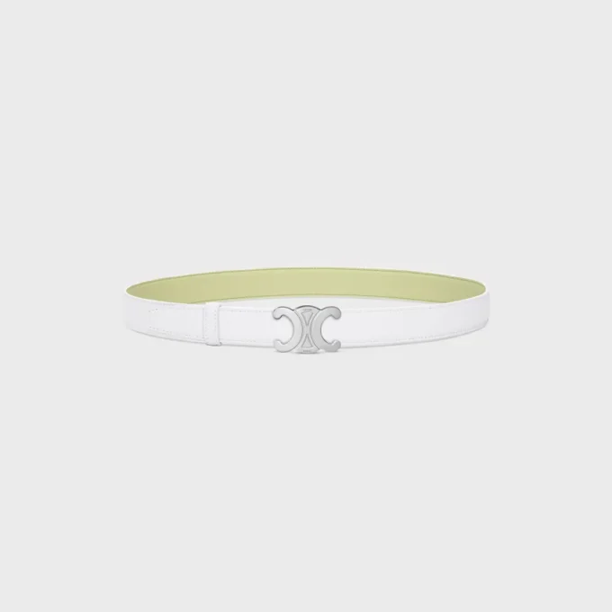 Boucle Triomphe en métal et lanière réversible de 25 mm en cuir de veau lisse et grainé