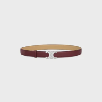 Boucle Triomphe en métal et lanière réversible de 25 mm en cuir de veau lisse et grainé Boucle Triomphe en métal et lanière réversible de 25 mm en cuir de veau lisse et grainé