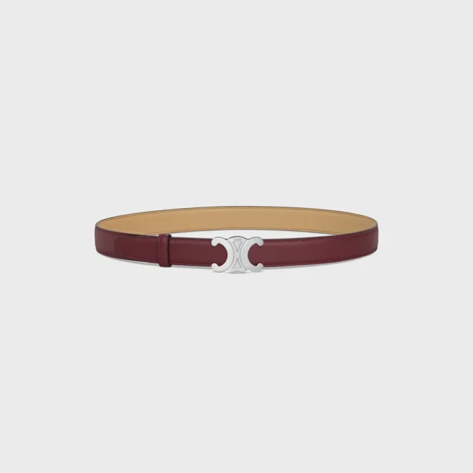 Boucle Triomphe en métal et lanière réversible de 25 mm en cuir de veau lisse et grainé