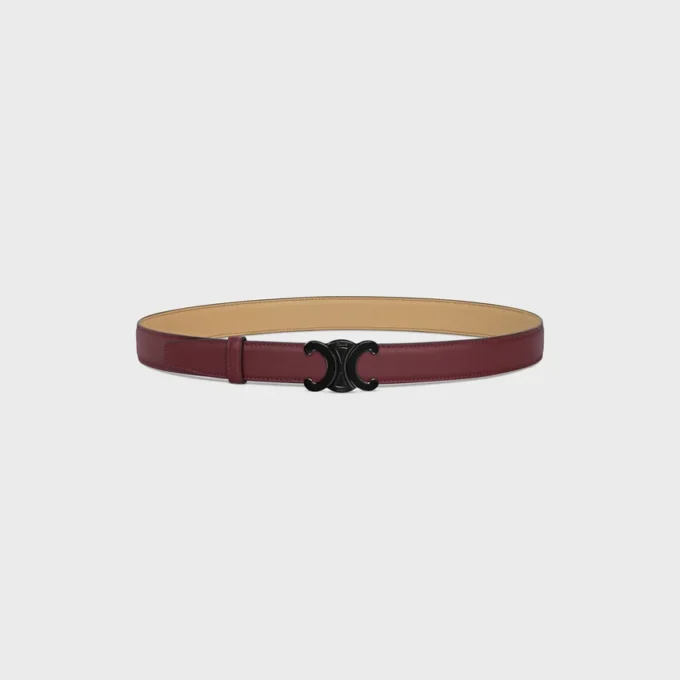 Boucle Triomphe en métal et lanière réversible de 25 mm en cuir de veau lisse et grainé