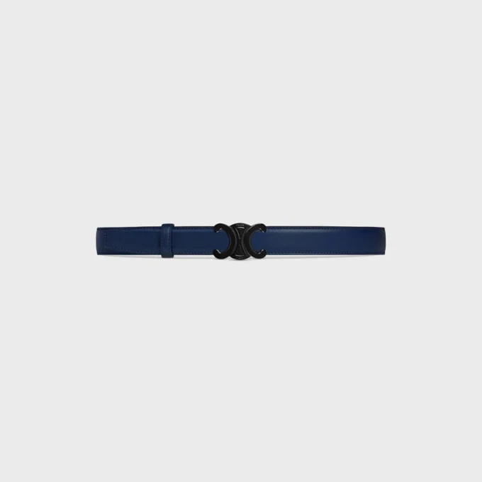 Boucle Triomphe en métal et lanière réversible de 25 mm en cuir de veau lisse et grainé
