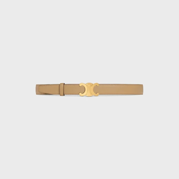 Boucle Triomphe en métal et lanière réversible de 25 mm en cuir de veau lisse et grainé