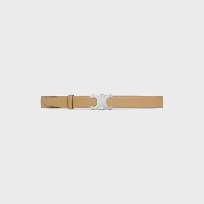 Boucle Triomphe en métal et lanière réversible de 25 mm en cuir de veau lisse et grainé