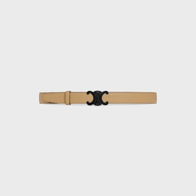 Boucle Triomphe en métal et lanière réversible de 25 mm en cuir de veau lisse et grainé