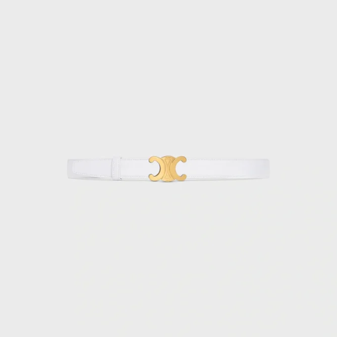 Boucle Triomphe en métal et lanière réversible de 25 mm en cuir de veau lisse et grainé