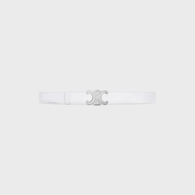 Boucle Triomphe en métal et lanière réversible de 25 mm en cuir de veau lisse et grainé