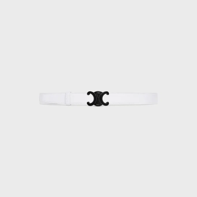 Boucle Triomphe en métal et lanière réversible de 25 mm en cuir de veau lisse et grainé