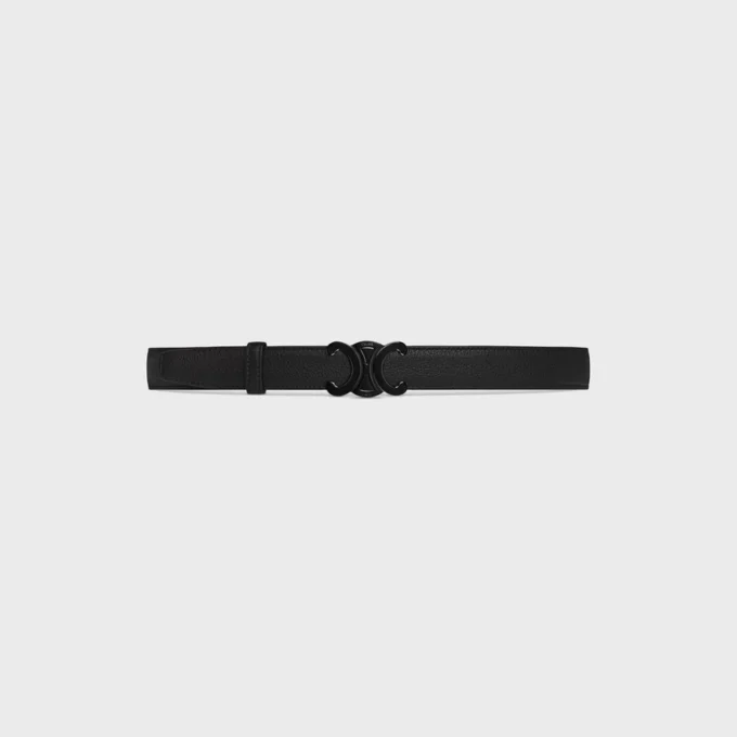 Boucle Triomphe en métal et lanière réversible de 25 mm en cuir de veau lisse et grainé