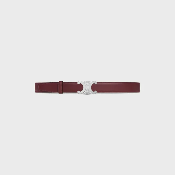Boucle Triomphe en métal et lanière réversible de 25 mm en cuir de veau lisse et grainé